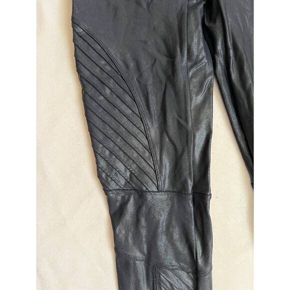 SPANX Black Moto Style Faux Leather Leggings Size S - Picture 5 of 5